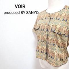 【美品】VOIR サンヨー 日本製 総柄 くるみボタン 高級 半袖シャツ