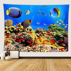 金具付きタペストリーE13　海底　水族館　海　ダイビング　魚　水槽　送料無料