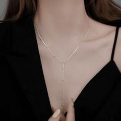 SALE ネックレス Y字 ライン チェーンネックレス ボールチェーン シルバー