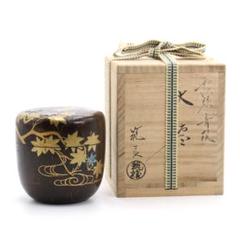 筑紫筑良作　山中塗　竹型竹林　大棗 茶道具 茶道具 棗 筑城筑良作 色紙蒔絵大棗 木製・本漆塗・切合口
