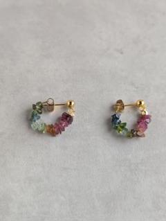 トルマリンサザレポストピアス　ステンレス