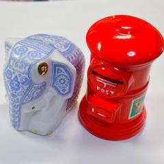 Noritake 象置物　陶器ムレスナティー 紅茶&郵便ポスト貯金箱