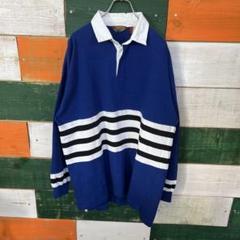 人気商品の OAKTON ラガーシャツ XL 青/白/黒ストライプ 80's 古着 - メルカリ ウェア