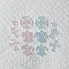 水色×ピンク クロムハーツネイルパーツ 12個 クリアカラー 水色×ピンク クロムハーツネイルパーツ 12個