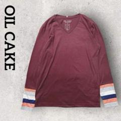 OIL CAKE メンズ Vネック 長袖 カットソー ロンT（0）ワインレッド