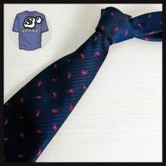 【人気デザイン】刺繍ペイズリー柄ネクタイ ネイビー レギュラータイ