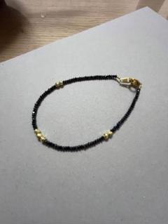 ブラックスピネル　ブラックダイヤモンド加工　ハンドメイドブレスレット