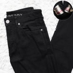 【ヒーハー】ノバチェック裏地✨バーバリーロンドン 黒デニムパンツ ロゴメタ ヒーハー様専用】ノバチェック裏地✨バーバリーロンドン 黒