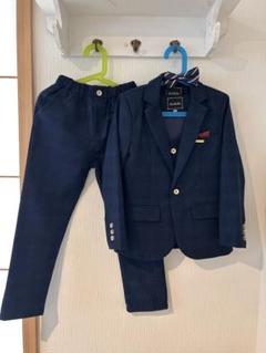 子供用130㎝ネイビー チェック柄 フォーマルスーツ