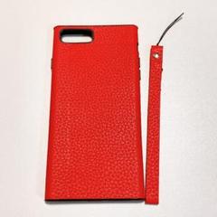 ▲iPhone8 Plus ケース レッド ストラップ付き