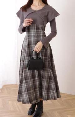 Lace Ladies ドッキングワンピース グレー FREEサイズ