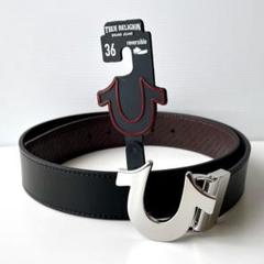 新品　TRUE RELIGION リバーシブルベルト ブラック×タン 42インチ NWT True Religion STARK REVERSIBLE BELT Buckle BLACK BROWN