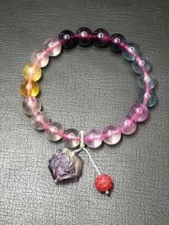 111913特価カラフルフローライトブレスレット10ミリ16センチ