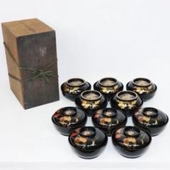 漆　金彩 蒔絵 菓子椀　5人前　二通　10客　木製　木箱 漆 金彩 蒔絵 菓子椀 5人前 二通 10客 木製 木箱 - メルカリ