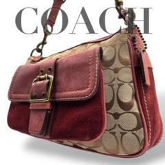 COACH コーチ　シグネチャー　ワンショルダーバッグ　ボルドー　スウェード 2025年最新】コーチスエード バッグの人気アイテム - メルカリ