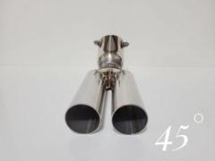 ハネ上げ30° 汎用オールステンレスネオクラシックデュアルマフラーカッター下向き 汎用オールステンレス ネオクラシックデュアルマフラーカッター