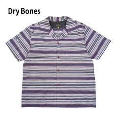 Dry Bones オープンカラー ボーダー シャツ 半袖 開襟 総柄 M