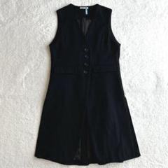 美品 ルジャルダンウヴェール 綿100 ロングベスト クリーニング済み ジレ 黒