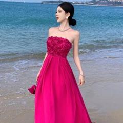 シンプルロングドレス パーティー 大人お洒落