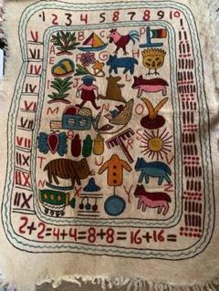 アンティーク　ラグ　昭和レトロ　ポップ　ラグマット　手刺繍 アンティークラグ昭和レトロポップラグマット手刺繍