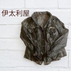 ★used★伊太利屋　イタリヤ　シワ加工　レディースシャツ　メタリック　サイズ7