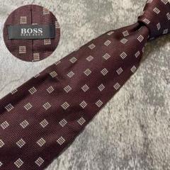 AN051 HUGO BOSS ダークレッド シルク ネクタイ