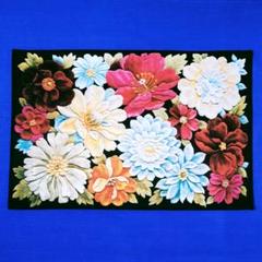 ✨油彩絵画調✨豪華プリント花束マット ゴージャスカーペット 高級感 滑り止め付✨