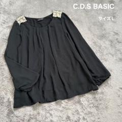 C.D.S BASIC ブラウス シフォンブラウス トップス 長袖 黒 L