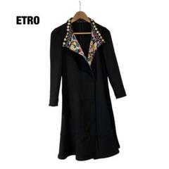 ◎ETRO エトロ　ロングカーディガン　ニット切替　総柄　モヘヤ　シルク　42 ETRO ロングカーディガン（ETRO エトロ ロングカーディガン