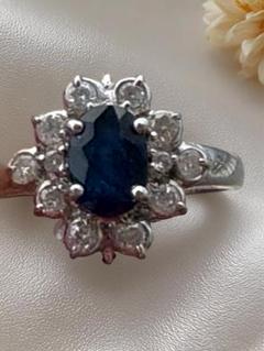 プラチナ✨サファイア1.20ct✨ダイヤ取り巻き0.3ctリング✨ソーティング付