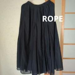 値下ROPEロペブラックタップリ フレアスカート 36サイズウエストゴム裏地有
