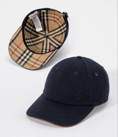 未使用級★バーバリー　キッズ　キャップ　ロゴ　裏地チェック　ブラック　サイズL 2025年最新】BURBERRY キッズファッション小物 帽子の人気