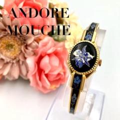 【極美品】アンドレムッシュAndreMouche花柄 バングルウォッチ 極美品】アンドレムッシュAndreMouche花柄 バングルウォッチ
