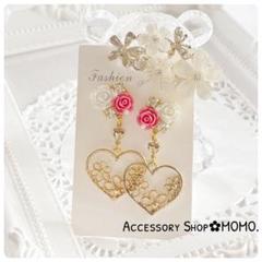 ビジュー♡ローズ・:*ハンドメイドピアスorイヤリング♡