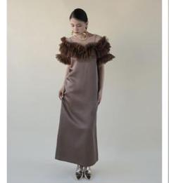 acka volume tulle dress brown オケージョンドレス volume tulle dress – Acka online store