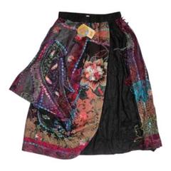 新品タグ付き yul インド製 刺繍エスニックスカート 花柄 総柄 S〜M相当