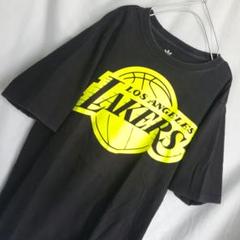 アディダス 半袖 tシャツ　ロサンゼルスレイカーズ　プリントロゴ　ゆるだぼ 蛍光