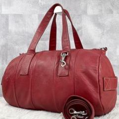 美品 プラダ レザー 2WAY ショルダーバッグ ロゴ型押し ファスナー レッドのサムネイル