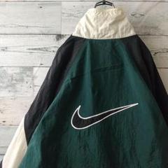 人気希少サイズ☆90s ナイキ 両面刺繍 ナイロンジャケット 緑黒白 XXL