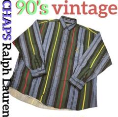 9O's "CHAPS ralph lauren" マルチカラーストライプシャツ