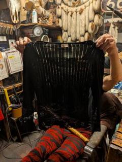 ストライプレース黒長袖トップス