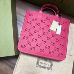 新品タグ付きグッチラバートートバッグピンクチルドレンGUCCI