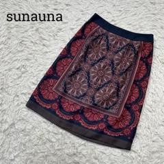 sunauna スーナウーナ ひざ丈スカート 花柄 タイト【S】1470
