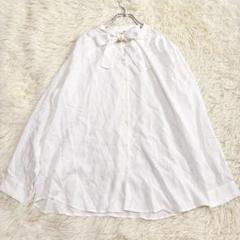 n6541 ユニクロ レーヨンボウタイブラウス M リボン 長袖 綺麗め シャツ