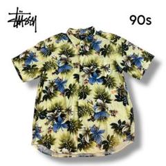 【Stussy】90s USA製 OLD ハイビスカス柄 アロハシャツ XL
