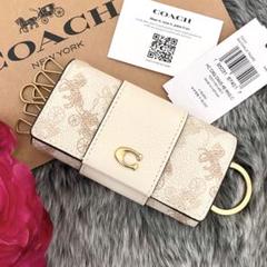 新品☆COACH(コーチ) キーケース　 ホワイト　コーチロゴ　レザー 公式】COACH – コーチ キーケース レディース