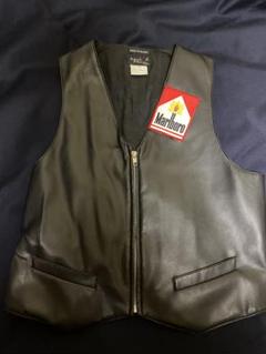 Agnes b. レザー ベスト リメイク Marlboro ワッペン　サイズ1