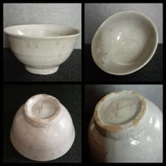 李氏朝鮮時代李朝白磁李朝堅手茶碗茶道具茶器深皿小鉢目跡砂高台