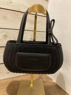 PAULE KA ポールカ　かごバッグ　リボン　巾着バッグ　レザー　ブラック PAULE KA ポールカ かごバッグ リボン 巾着バッグ レザー ブラック