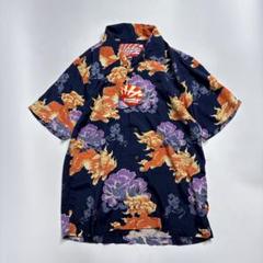 【新品未使用】HOUSTON アロハシャツ 唐獅子牡丹 旭日旗タグ レーヨンのサムネイル